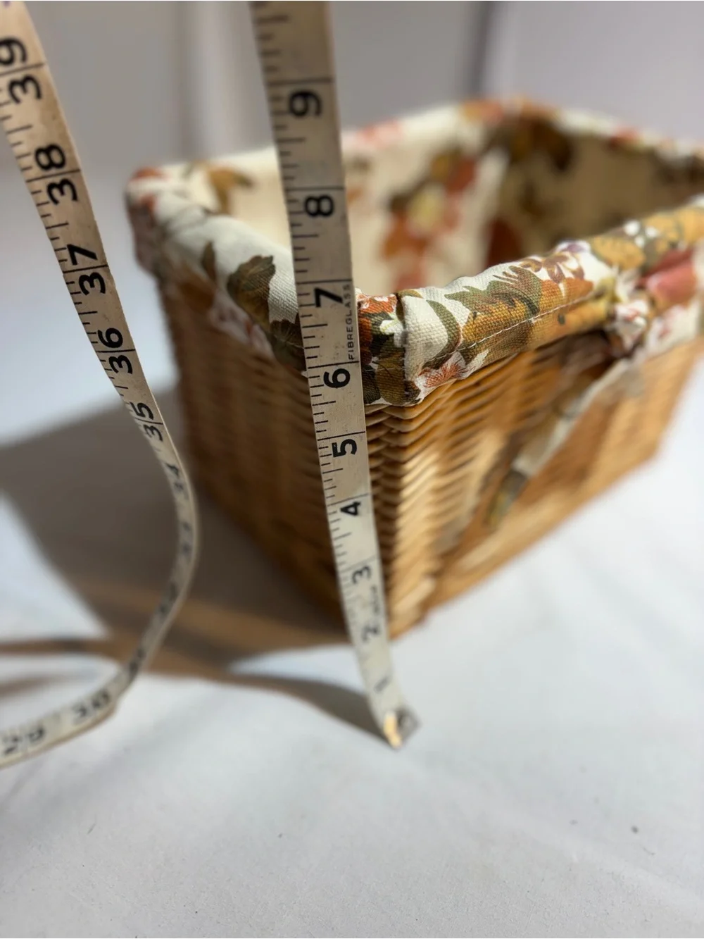 Wicker Basket with Floral Liner - Cream & Autumn Floral